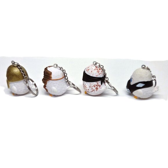 Coop Squad Keychain Lot x4 Tiki Chick Gas Mask Roman Helmet Chicken Bird - Picture 4 of 6